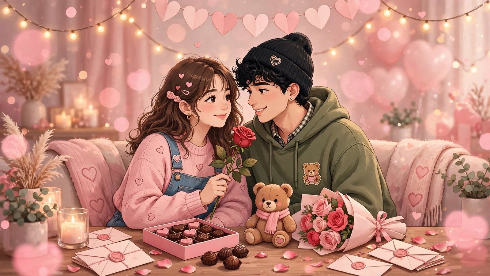 50 Valentine Week Wishes for Crush - Cute couple with roses chocolates teddy valentine gifts - 18 Sep 2026 - Luvsita