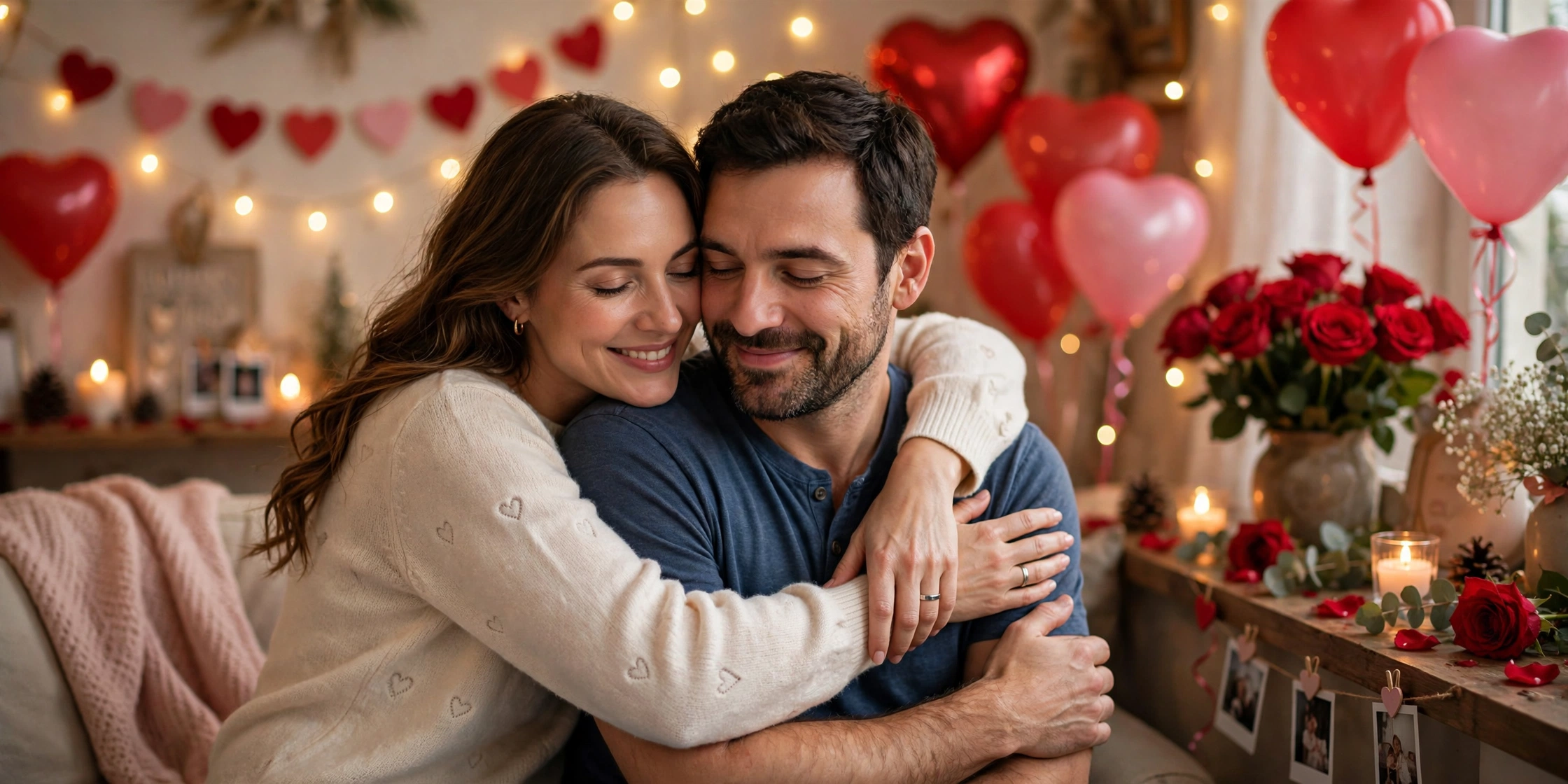 Valentine's Day Wishes for Husband - Wife hugging husband