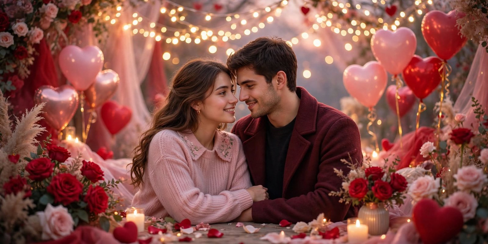 Valentine's Day Wishes for Jaan - Romantic couple with roses
