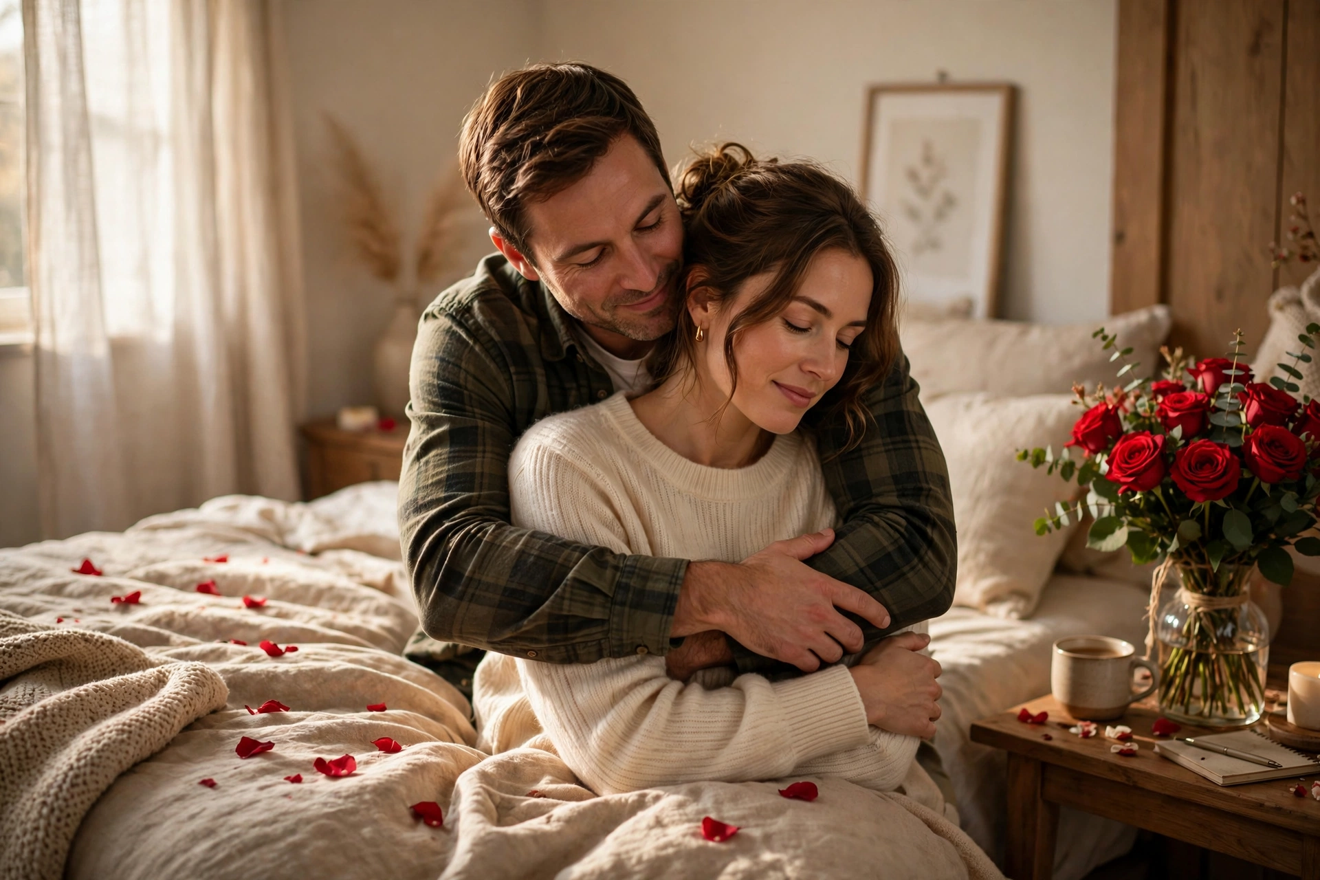 Valentine's Day Wishes for Wife - Husband hugging wife